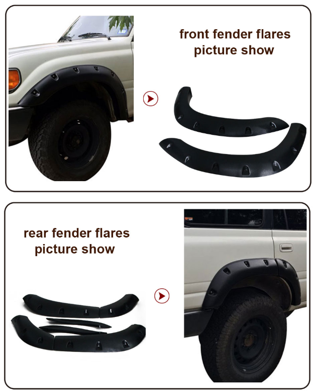 TRADIESCHOICE Matte Black Jungle Fender Flares for Toyota 80 Series Land Cruiser 1990-1998 | Style and Protection